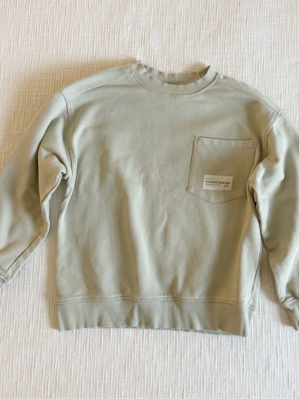 Boys Pocket Crewneck Sweatshirt in Light Sage